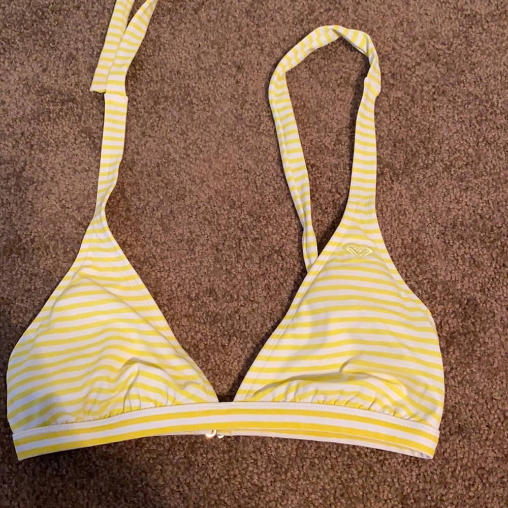 Yellow Roxy halter bikini top